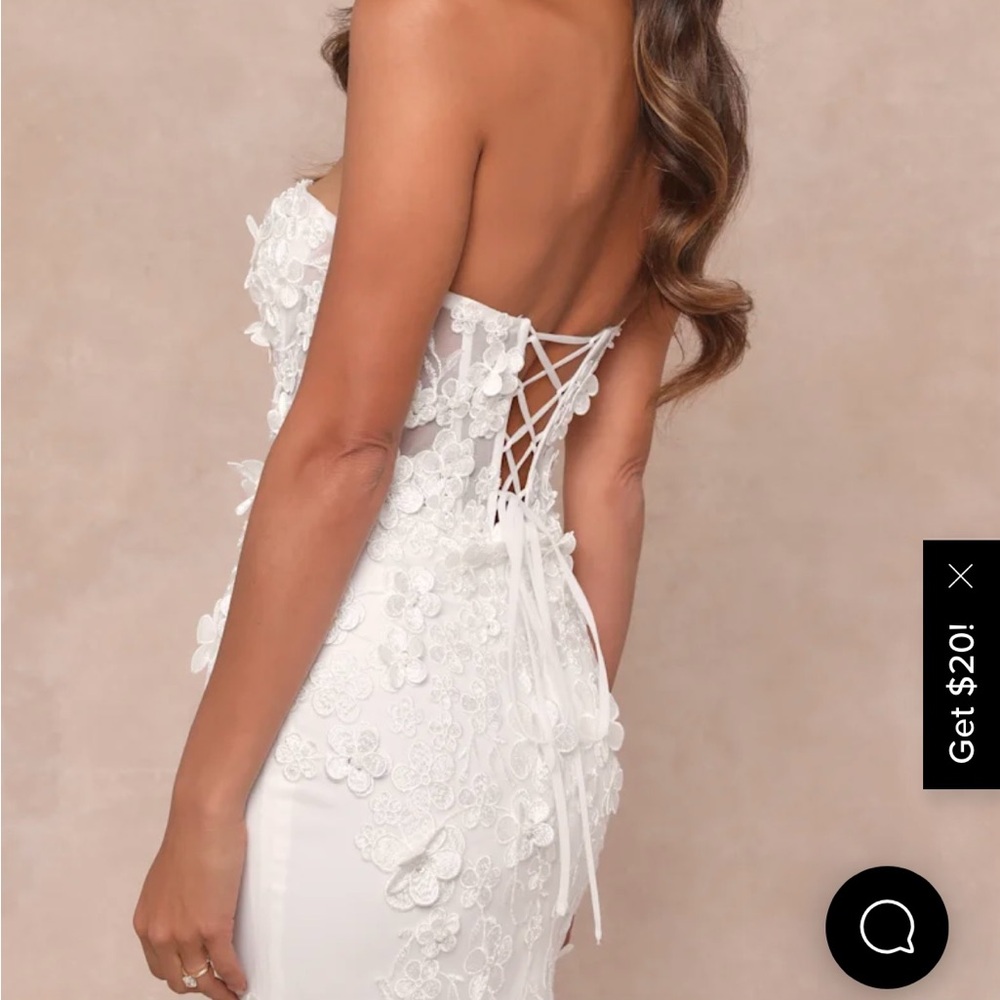NWT Elegant White Strapless Floral Wedding Dress XL - Picture 4 of 4